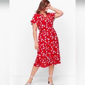 Talbots Red Flutter Sleeve Dress Sz 22WP